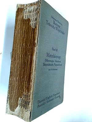 Bild des Verkufers fr Motorfahrzeuge (Motorwagen, Motorboote, Motorluftschiffe, Flugmaschinen) in sechs Sprachen: Deutsch, Englisch, Franzsisch, Russisch, Italienisch, Spanisch. zum Verkauf von Plurabelle Books Ltd