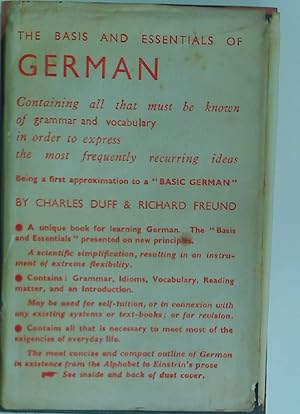 Bild des Verkufers fr The Basis and Essentials of German, being a first approximation to "Basic German". zum Verkauf von Plurabelle Books Ltd