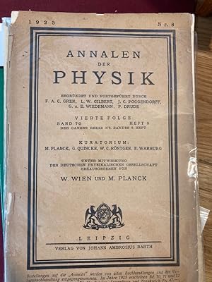 Seller image for Zur Theorie der Rckdiffusion von -Strahlen. (Annalen der Physik, Vierte Folge, Band 70, Heft 8) for sale by Plurabelle Books Ltd