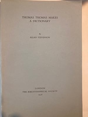 Imagen del vendedor de Thomas Thomas Makes a Dictionary. a la venta por Plurabelle Books Ltd