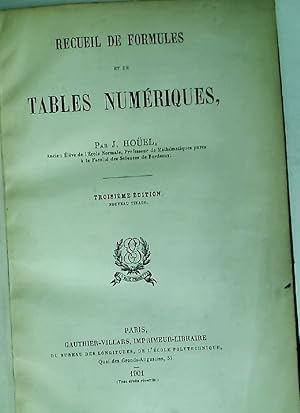 Bild des Verkufers fr Recueil de formules et de tables numriques. 3ime dition. zum Verkauf von Plurabelle Books Ltd