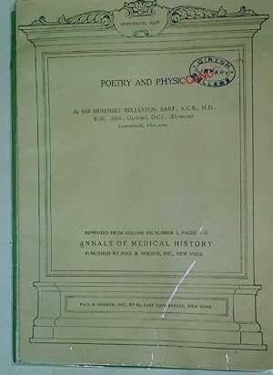 Immagine del venditore per Poetry and Physic. venduto da Plurabelle Books Ltd