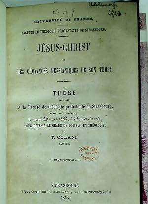 Seller image for Jsus-Christ et les Croyances Messianiques de son Temps. for sale by Plurabelle Books Ltd