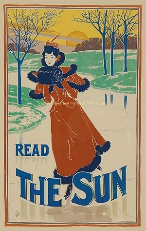 Seller image for Read The Sun", colour lithograph by Louis John Rhead, published by impremerie Chaix between 1895-1900 for their "Matres de l'Affiche: publication mensuelle contenant la reproduction des plus belles affiches illustres des grands artistes, franais et trangers" for sale by Inter-Antiquariaat Mefferdt & De Jonge