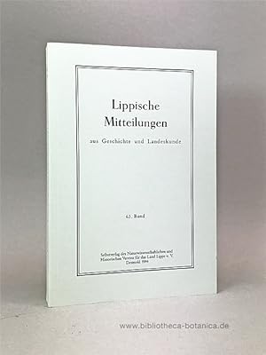 Seller image for Lippische Mitteilungen aus Geschichte und Landeskunde. for sale by Bibliotheca Botanica