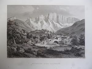 Orig. Stahlstich: Roumeyer in der Dauphine ( Frankreich Alpen )