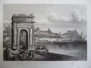 Orig. Stahlstich: Ancona Stadtansicht ( Italien Marken Adria )