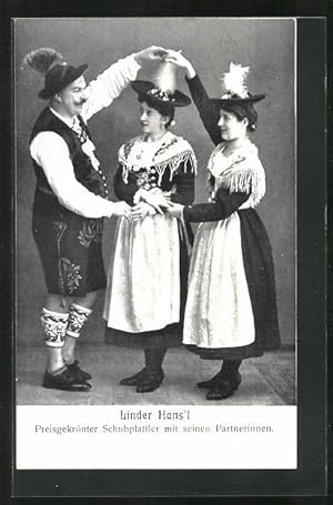 Seller image for Ansichtskarte Linder Hans`l, Schuplattler mit seinen Partnerinnen for sale by Bartko-Reher