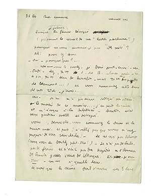 Lettre autographe signée adressée à Bolette Natanson : "Alchimistes, Rimbaud ! Eclair ouvre le ci...