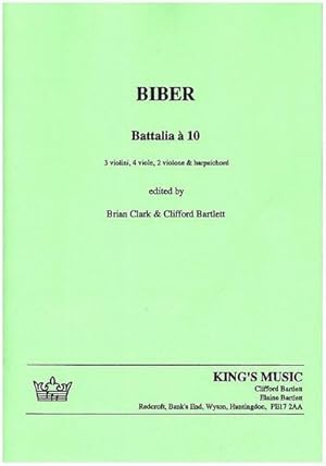 Bild des Verkufers fr Battaglia  10for 3 violins, 4 viole, 2 violone and harpsichord : score and parts zum Verkauf von AHA-BUCH GmbH