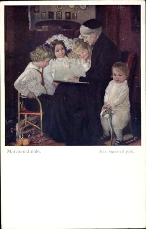 Künstler Ansichtskarte / Postkarte Kurzweil, Max, Großmutter mit Enkeln, Schaukelpferd, Märchenst...