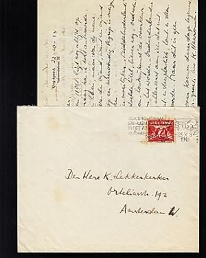 Handgeschreven brief en kaart aan K. Lekkerkerker over Koenen's Verklarend Handwoordenboek (1943-...