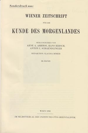 Bild des Verkufers fr Nachruf Wilhelm Eilers 1906-1989. [Aus: Wiener Zeitschrift fr die Kunde des Morgenlandes, 80. Bd.]. zum Verkauf von Fundus-Online GbR Borkert Schwarz Zerfa