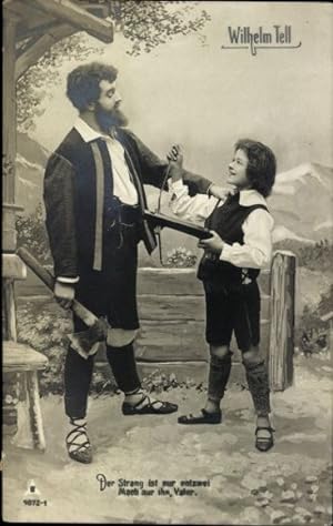 6 alte Ansichtskarte / Postkarte Serie Wilhelm Tell und sein Sohn