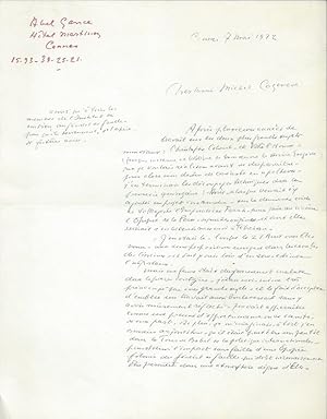 Image du vendeur pour Letter of a film project about Charles de Gaulle mis en vente par Fldvri Books