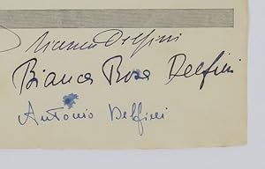 Bild des Verkufers fr Cambiale con firme autografe per esteso di Bianca, Bianca Rosa e Antonio Delfini zum Verkauf von Libreria Antiquaria Pontremoli SRL