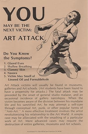 Bild des Verkufers fr YOU MAY BE THE NEXT VICTIM: Art Attack [Poster] zum Verkauf von Brian Cassidy Books at Type Punch Matrix