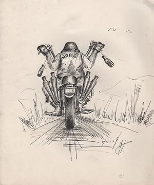 [Original Pen-and-Ink Drawing of Outlaw Biker]