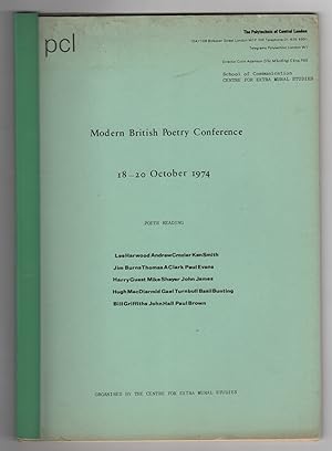 Bild des Verkufers fr MODERN BRITISH POETRY CONFERENCE: 18-20 October 1974 zum Verkauf von Brian Cassidy Books at Type Punch Matrix