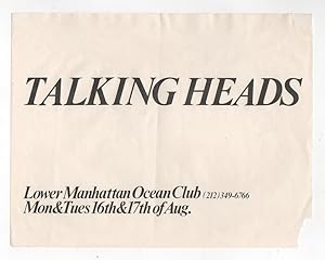 [Original Flyer for Talking Heads Show at The Ocean Club in Lower Manhattan]