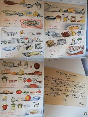7 Láminas vintage de cocina gráfica Waly / vintage recipe cards