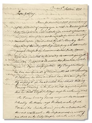 [1771 Autograph Letter Signed by Shrimpton Hutchinson on receiving American artist Benjamin West'...
