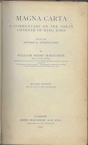 Image du vendeur pour Magna Carta: A Commentary on the Great Charter of King John (Second Ed.) mis en vente par BASEMENT BOOKS