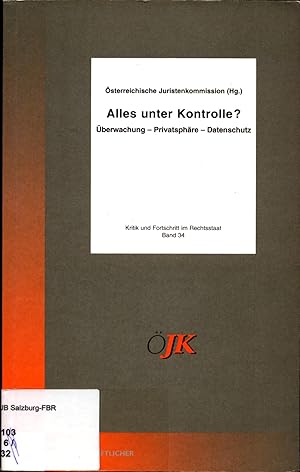 Seller image for Alles unter Kontrolle ? berwachung - Privatsphre - Datenschutz for sale by avelibro OHG