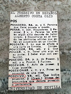 Imagen del vendedor de EL POSESIVO EN ESPAOL a la venta por Itziar Arranz Libros & Dribaslibros