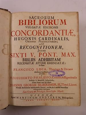 Imagen del vendedor de Sacrorum Bibliorum Vulgatae Editionis Concordantiae Hugonis Cardinalis, Ordinis Praedicatorum. a la venta por Antiquariat Bookfarm