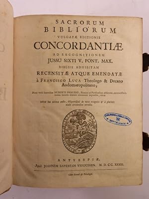 Imagen del vendedor de Sacrorum Bibliorum Vulgatae Editionis Concordantiae. a la venta por Antiquariat Bookfarm