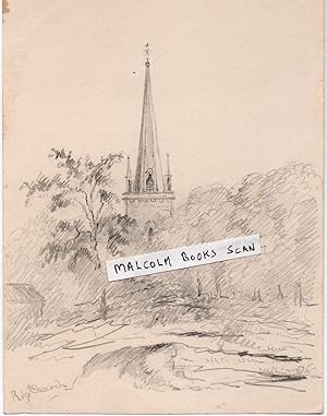 Church of St Mary the Virgin, Ross-on-Wye Herefordshire Original pencil drawing c1846, By G.H.