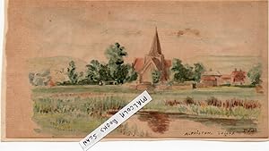 Alfriston, Sussex original Victorian watercolour by EJB