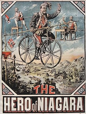 The Hero Of Niagara Bicycle Stuntman Circus Repro Poster Postcard