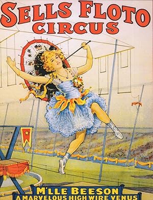 High Wire Lady Stuntman Sells Floto Circus Poster Repro Postcard