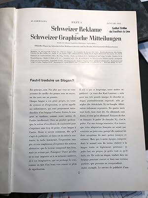 Schweizer Reklame und Schweizer Graphische Mitteilungen. 45. Jahrgang (1941), Heft 1-12, komplett.