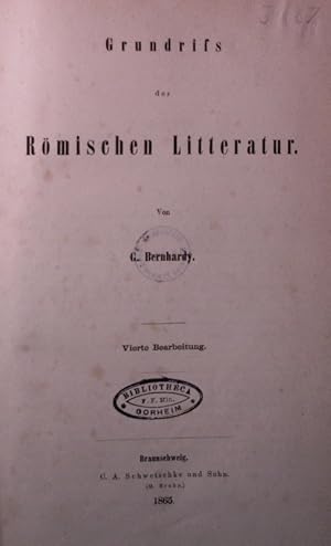 Bild des Verkufers fr Grundri der Rmischen Literatur. 4. Bearb. zum Verkauf von Antiquariat Bookfarm