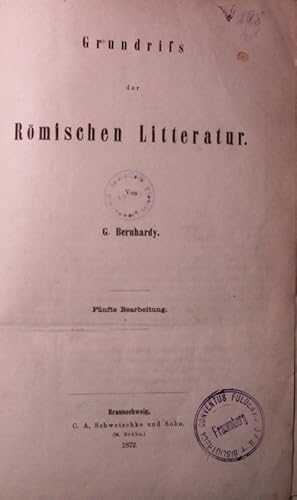 Bild des Verkufers fr Grundri der Rmischen Litteratur. 5. Bearb. zum Verkauf von Antiquariat Bookfarm