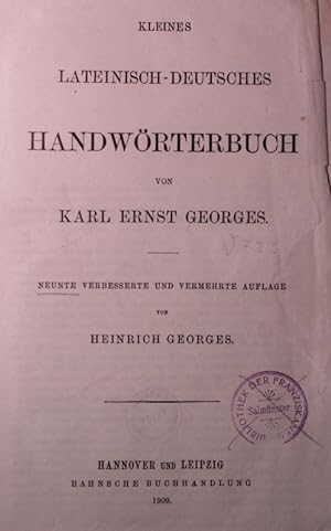 Bild des Verkäufers für Kleines Lateinisch-Deutsches Handwörterbuch. 9. Auflage zum Verkauf von Antiquariat Bookfarm
