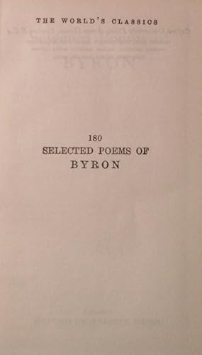 Bild des Verkufers fr Selected Poems of Byron. zum Verkauf von Antiquariat Bookfarm