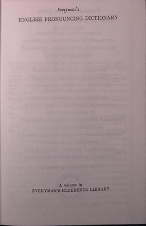 Seller image for Everyman's English pronouncing dictionary containing over 58000 words in international phonetic transcription. Thirteenth Edition. for sale by Antiquariat Bookfarm