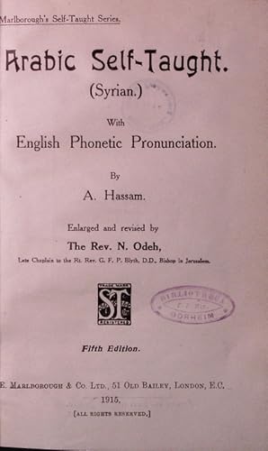 Bild des Verkufers fr Arabic Self-Taught. (Syrian) With English Phonetic Pronunciation. 5. Ed. zum Verkauf von Antiquariat Bookfarm