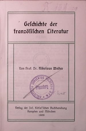Seller image for Geschichte der franzsischen Literatur. for sale by Antiquariat Bookfarm