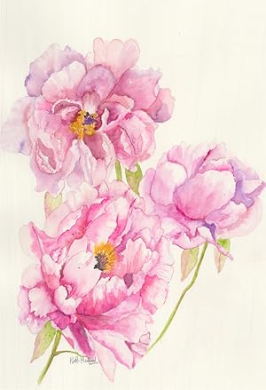 Patti Harford - Contemporary Watercolour, Vibrant Pink Flowers