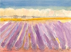 Seller image for Richard J.S. Young - 1994 Watercolour, Lavender in Provence for sale by Sulis Fine Art