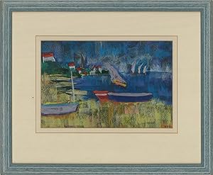 Viv O'Donnell - Signed Contemporary Pastel, Fishing Boats