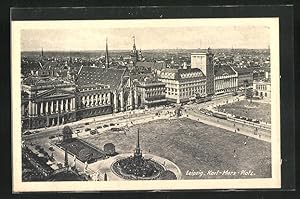 Bild des Verkufers fr Ansichtskarte Leipzig, Karl-Marx-Platz aus der Vogelschau zum Verkauf von Bartko-Reher