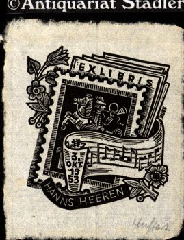 Original-Exlibris "Hanns Heeren 3. Okt. 1953".