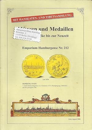 Münzen und Medaillen. Von der Antike bis zur Neuzeit. Emporium Hamburgense Nr.212