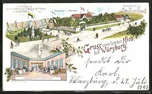 Bild des Verkufers fr Lithographie Wrzburg, Gasthaus zum letzten Hieb, Rennplatz des Velociped-Clubs zum Verkauf von Bartko-Reher